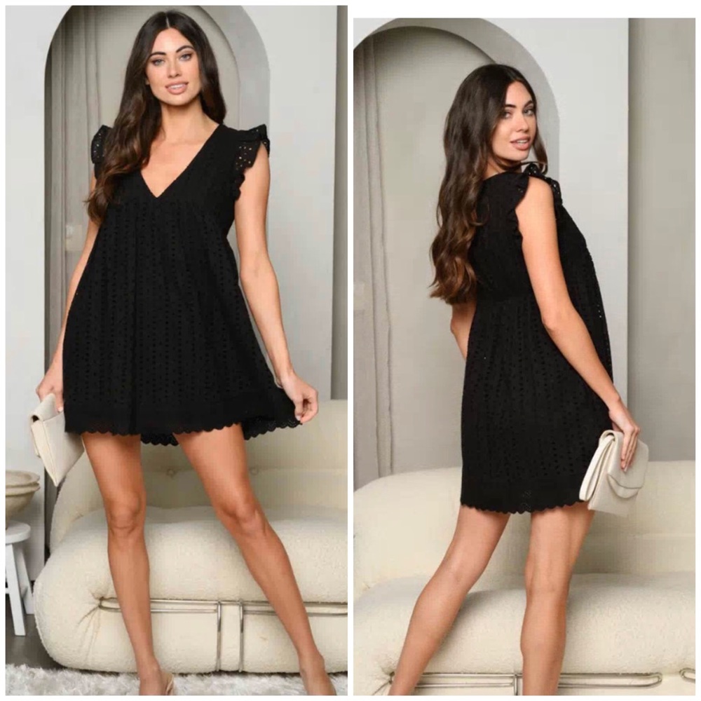 #48 RUFFLE SLEEVELESS V-NECK MINI ROMPER/DRESS - Picture 5 of 5